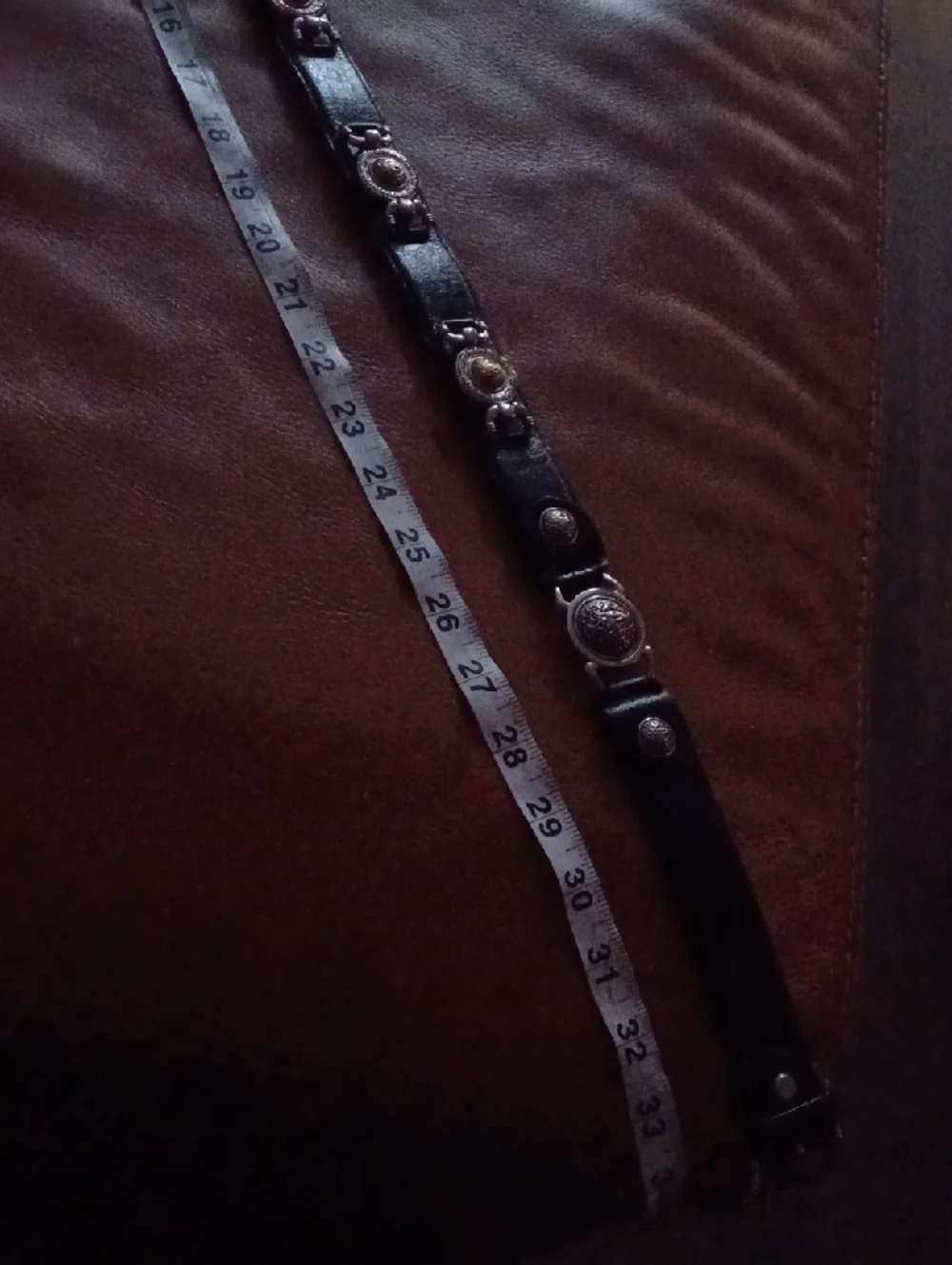 Women's Black Leather Medallion Belt